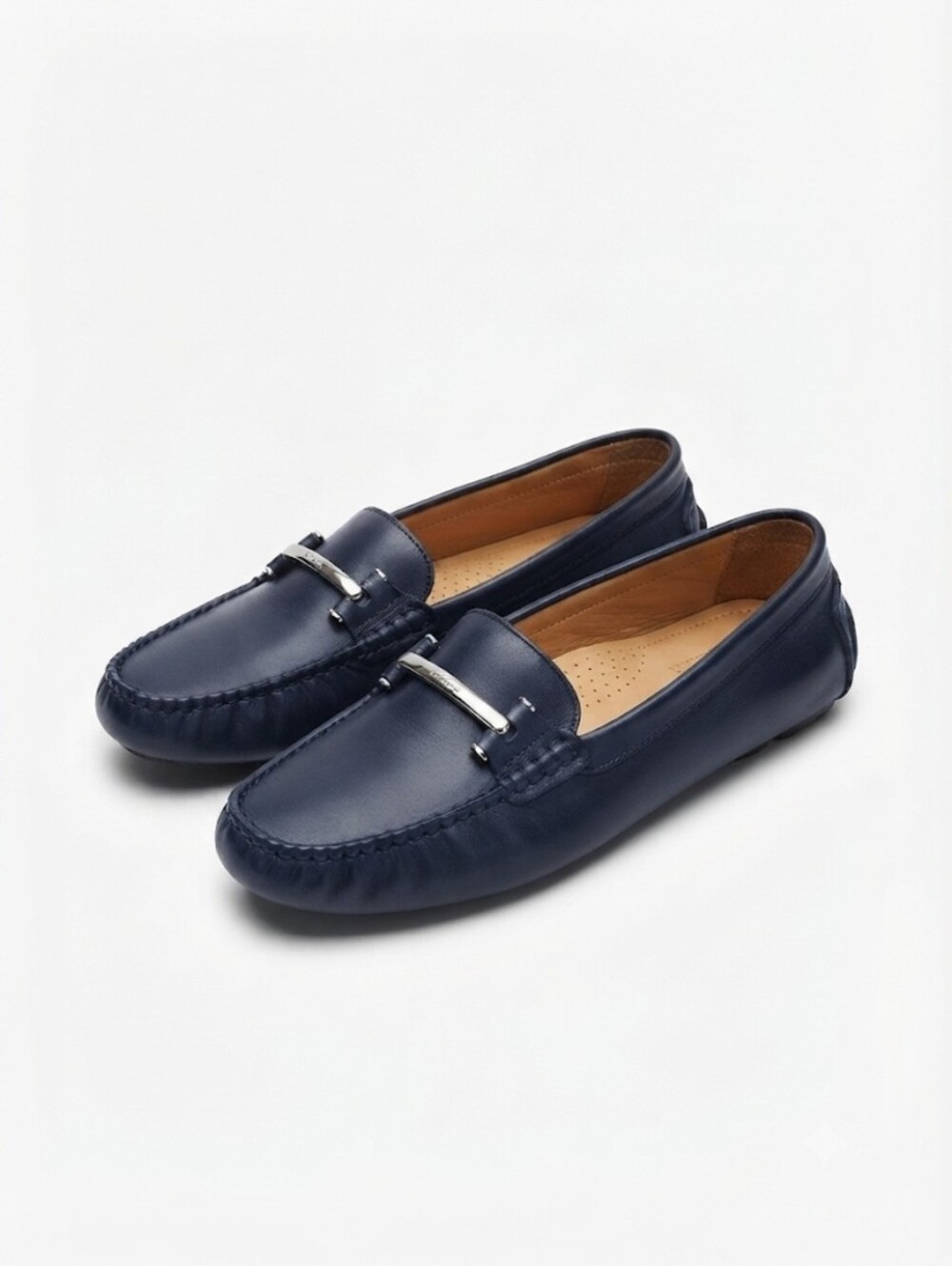 Ralph Lauren Navy Blue Leather Moccasin Loafers Size 7.5